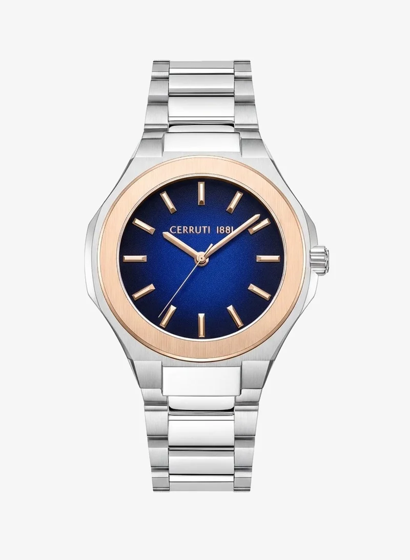 شيروتي 1881 Lucardo Navy Blue Dial Stainless Steel Bracelet Analog Watch for Men, 34mm
