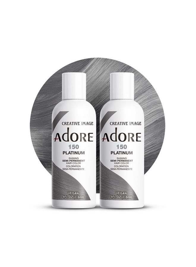Adore Semi Permanent Hair Color - Vegan and Cruelty-Free Hair Dye - 4 Fl Oz - 150 Platinum (Pack of 2) - Image 1