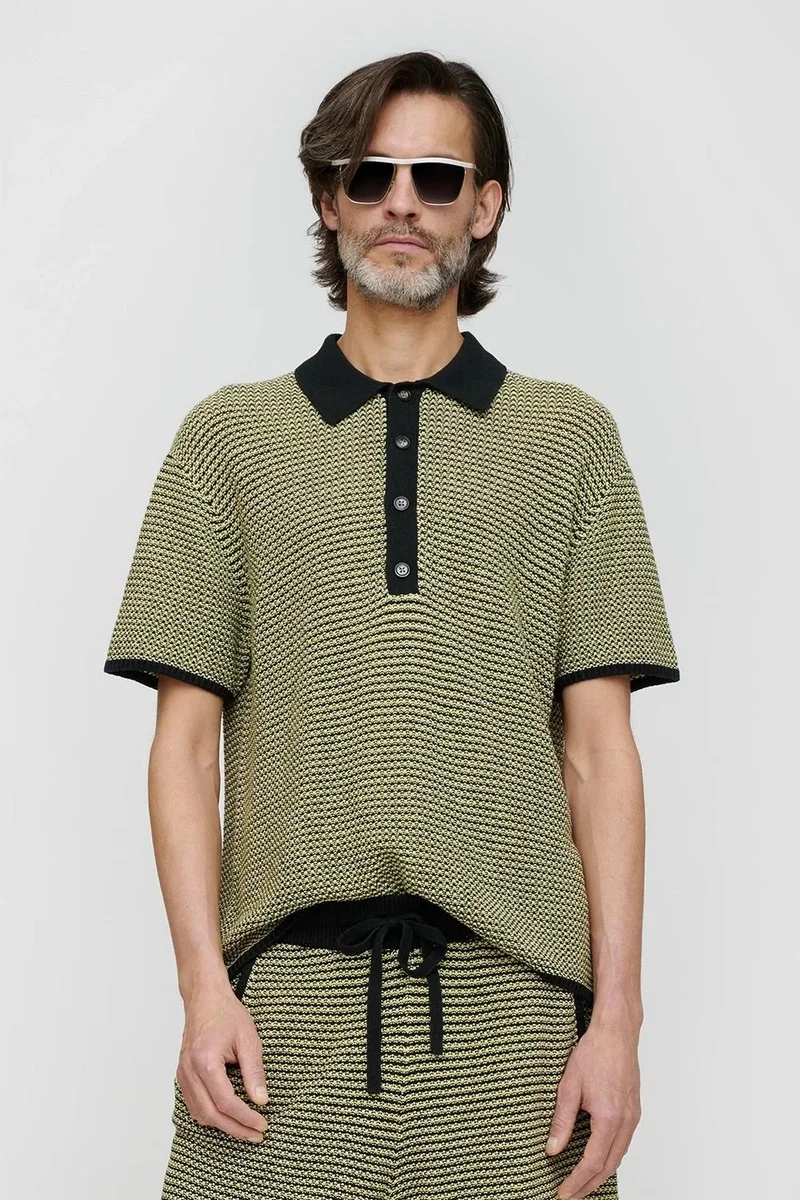 Nanushka ENZO ACID CREME/BLACK COTTON LINEN STRIPE