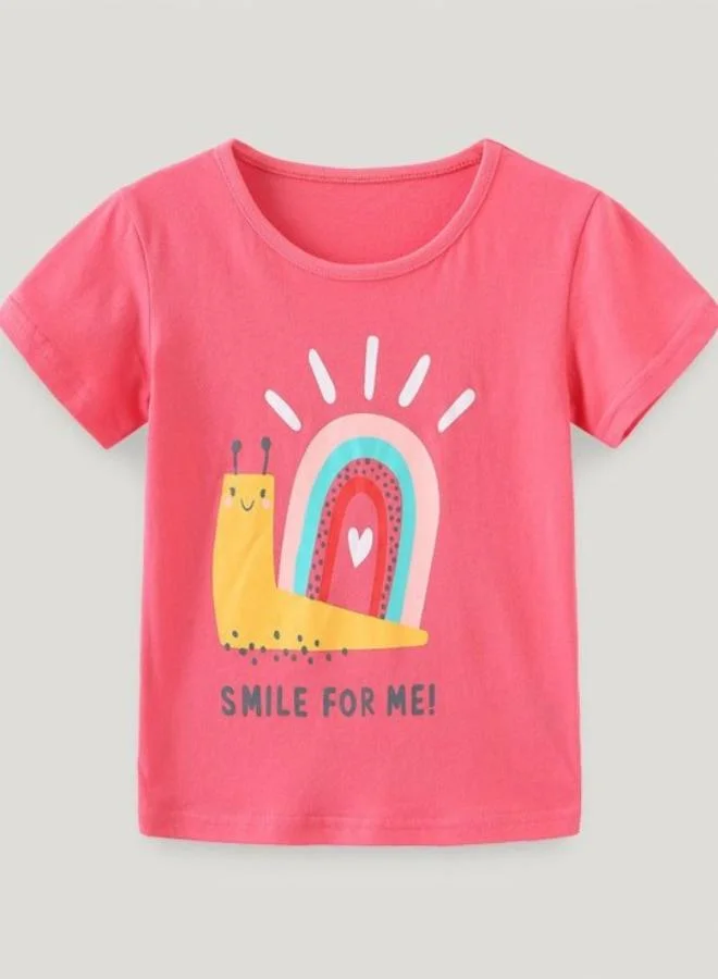 YUNIQEE Pink Printed Short Sleeve Crew Neck T-Shirt