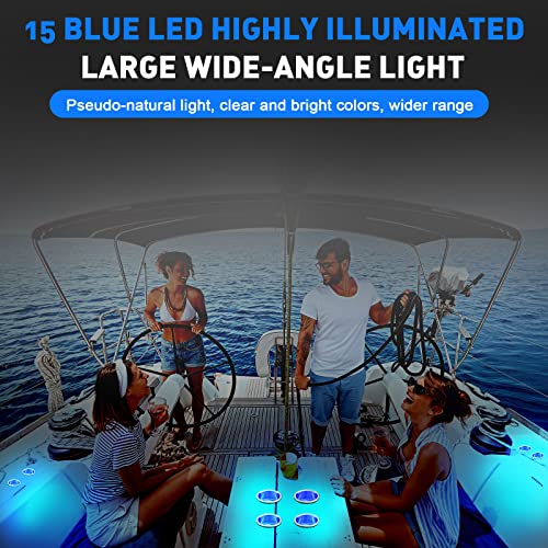 Yexiya 6 Pcs LED Cup Holder Marine Cup Drink Holder Stainless Steel Cup Holders Insert with Drain for Boat Yacht Car Camper Truck RV, Blue Lights - Image 5