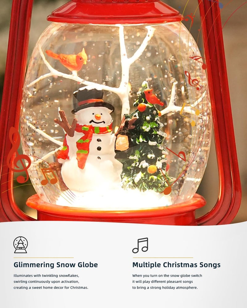 EDDORUNNING Christmas Decor Christmas Snow Globe Lantern,Snowman Lighted Snow Globes Musical with Swirling Glitter, Battery Powered Christmas Decorations Indoor for Home - Image 5
