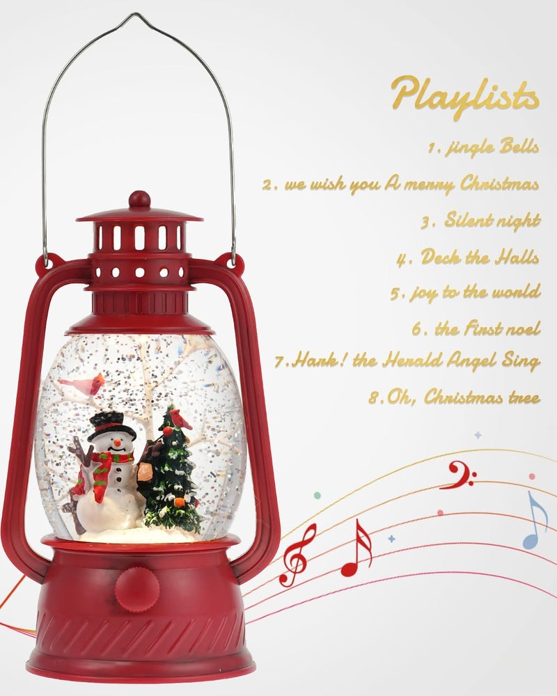 EDDORUNNING Christmas Decor Christmas Snow Globe Lantern,Snowman Lighted Snow Globes Musical with Swirling Glitter, Battery Powered Christmas Decorations Indoor for Home - Image 2