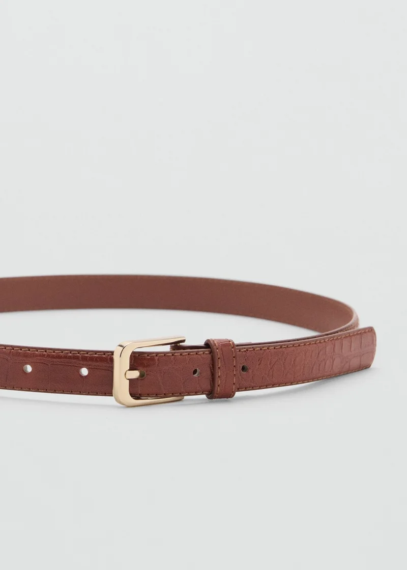 MANGO Fine Croco Leather-Effect Belt