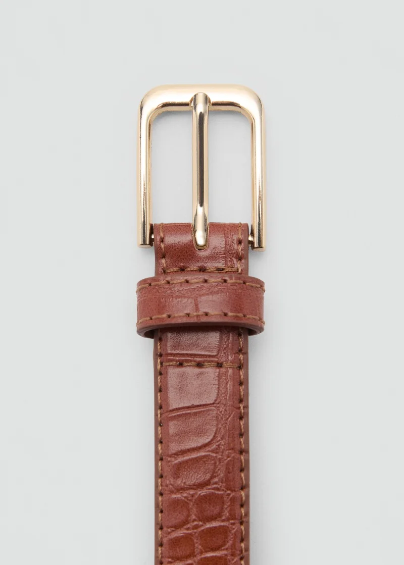 MANGO Fine Croco Leather-Effect Belt