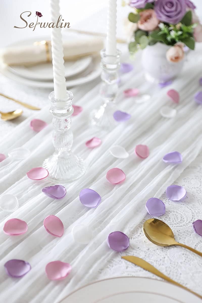 Serwalin 300Pcs Silk Rose Petals Artificial Flower Petals for Weddings Proposal Purple Pink Petals for Romantic Night Flower Girl Petals for Wedding Bridal Shower Table Decor (4 Color Mixes) - Image 5