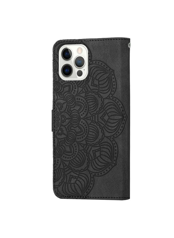 اس-توب جراب لهاتف iPhone 12 / 12 Pro جراب هاتف جلدي قابل للطي منقوش عليه ماندالا - Image 3