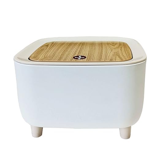 BLURISM Pushbutton Mini Desktop Dustbin with lid Small Trash Bin Desktop Waste Bins Trumpet Desktops Mini Creative Covered Kitchen Living Room Trash Can Rolling Cover Type Desktop - Image 1