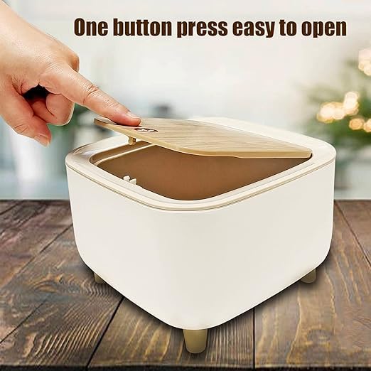 BLURISM Pushbutton Mini Desktop Dustbin with lid Small Trash Bin Desktop Waste Bins Trumpet Desktops Mini Creative Covered Kitchen Living Room Trash Can Rolling Cover Type Desktop - Image 3