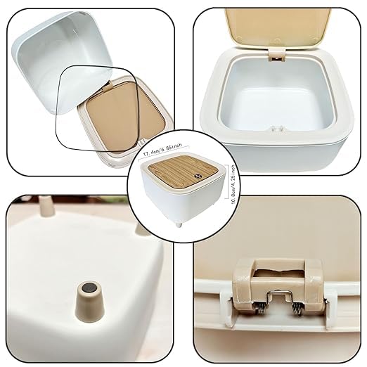 BLURISM Pushbutton Mini Desktop Dustbin with lid Small Trash Bin Desktop Waste Bins Trumpet Desktops Mini Creative Covered Kitchen Living Room Trash Can Rolling Cover Type Desktop - Image 4