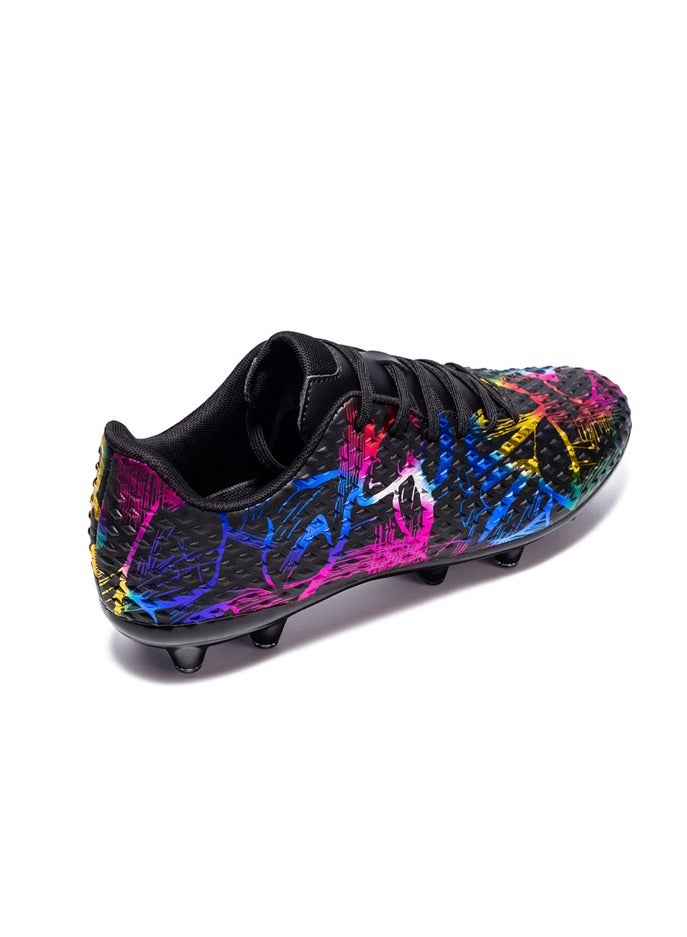 Children's long spike football shoes, FG professional training, unisex, black  - Image 3