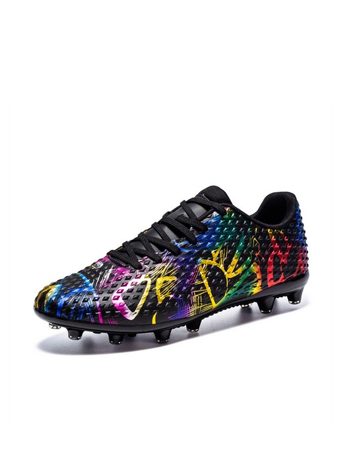 Children's long spike football shoes, FG professional training, unisex, black  - Image 5