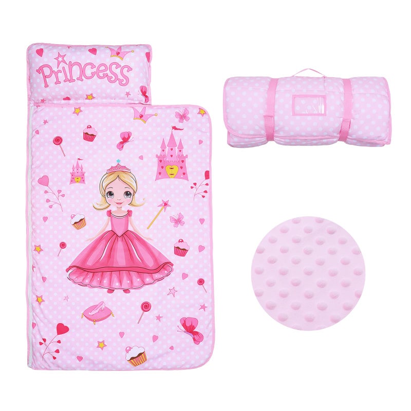 Decalsweet Kids Sleeping Bag Nap Mat with Removable Pillow and BlanketExtra Thick Large 2 in 1 Slumber Bags for Boys GirlsToddler Nap Mat for Preschool Daycare Travel Camping - Image 2
