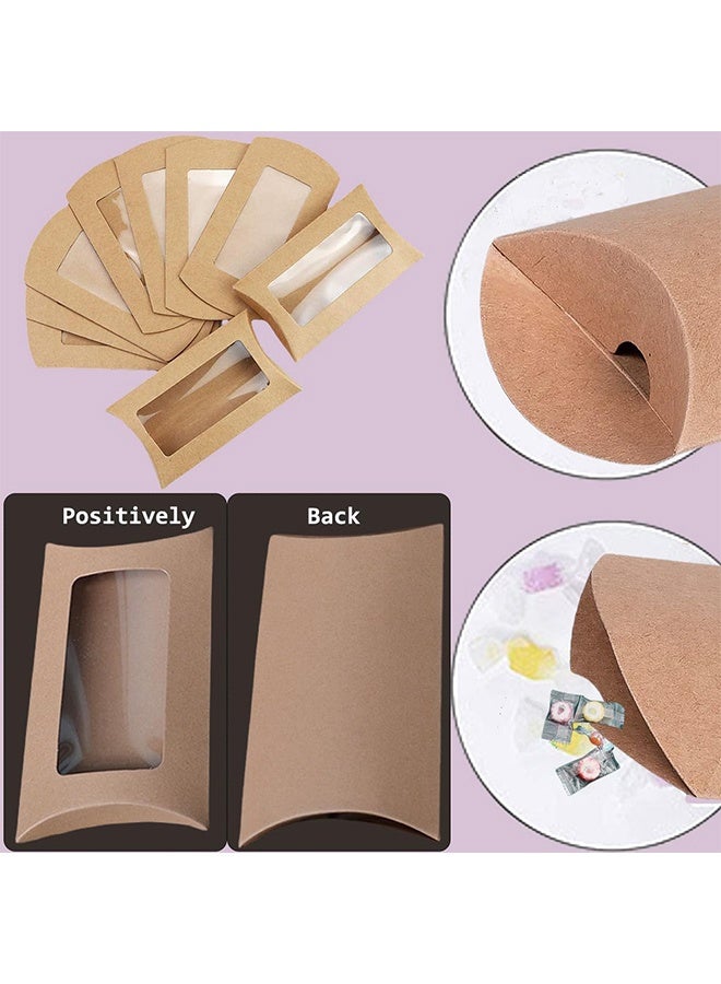 جي دي ٢٠ كيس هدايا ورقي كرافت قابل لإعادة الاستخدام مع نوافذ، علب صغيرة قابلة للطي على شكل وسادة لتغليف الحلويات والشوكولاتة والمجوهرات وحفلات الزفاف ومتاجر البيع بالتجزئة وهدايا الحفلات - Image 5