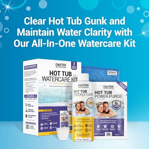 Bio Ouster Hot Tub Chemicals Kit Complete Hot Tub Cleaner Kit with 3in1 Weekly Care, Power Purge Jet Cleaner, Towel, Measuring Cup for Standard and Inflatable Spas Made in USA - Image 2