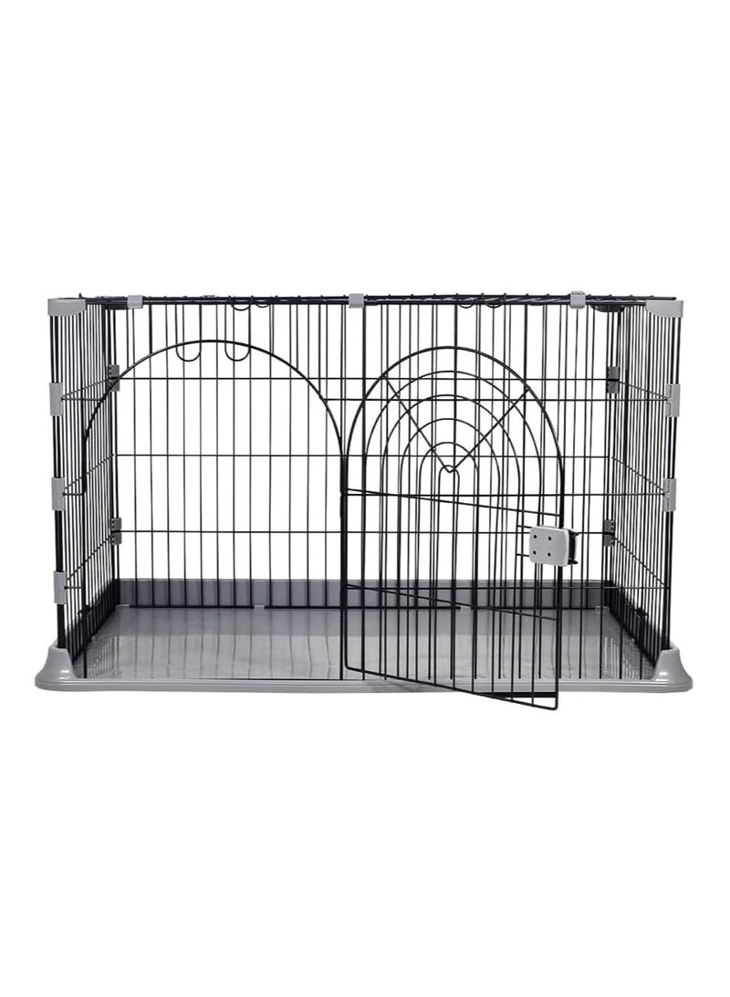 NNC PETS Single-layer pet cage, Ideal for Small to Medium Cats and Dogs, 100 cm Pet Cage with Metal wire, Waterproof base, Main door with Secure lock and Easy to Assemble, Indoor and Outdoor Cage, (Grey) - Image 1