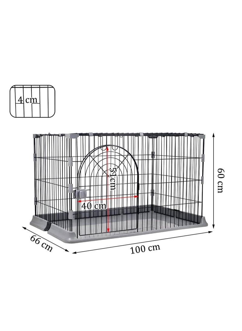 NNC PETS Single-layer pet cage, Ideal for Small to Medium Cats and Dogs, 100 cm Pet Cage with Metal wire, Waterproof base, Main door with Secure lock and Easy to Assemble, Indoor and Outdoor Cage, (Grey) - Image 2