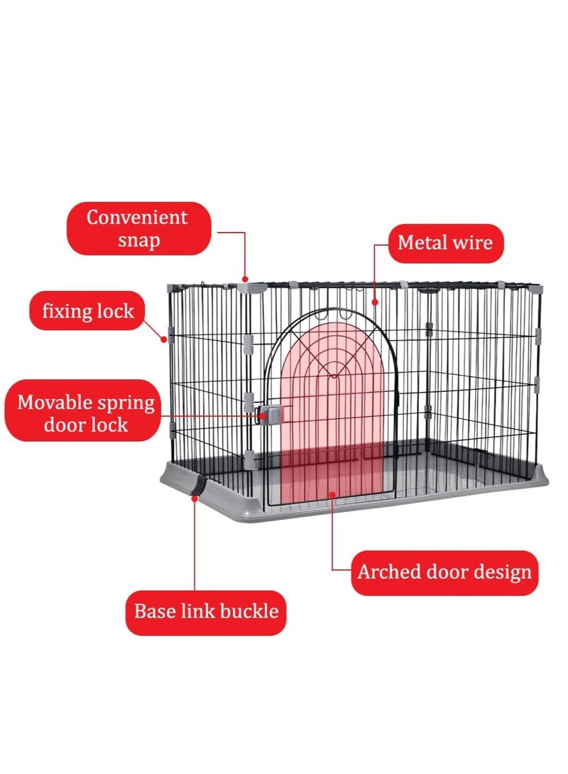 NNC PETS Single-layer pet cage, Ideal for Small to Medium Cats and Dogs, 100 cm Pet Cage with Metal wire, Waterproof base, Main door with Secure lock and Easy to Assemble, Indoor and Outdoor Cage, (Grey) - Image 3