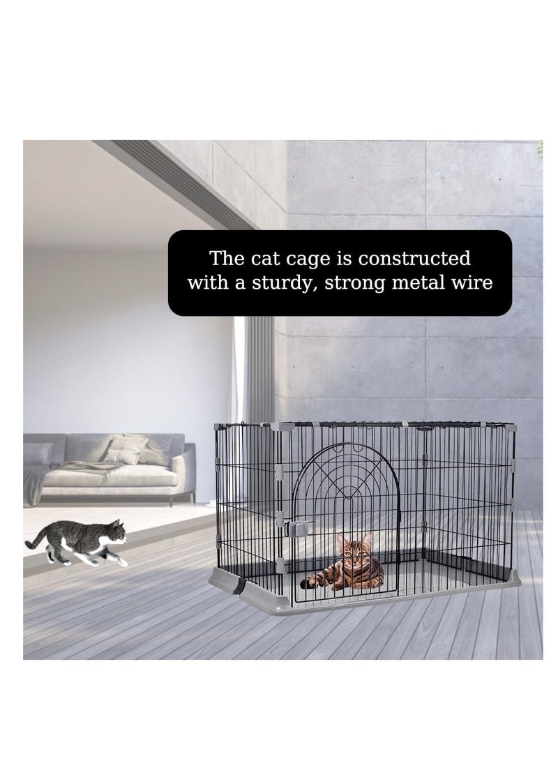 NNC PETS Single-layer pet cage, Ideal for Small to Medium Cats and Dogs, 100 cm Pet Cage with Metal wire, Waterproof base, Main door with Secure lock and Easy to Assemble, Indoor and Outdoor Cage, (Grey) - Image 5