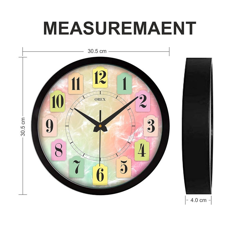 OREX Stylish Wall Clock for Home/Living Room/Bedroom/Kitchen/Office/Kids Room/Shop - Colorful - 42 - Image 3