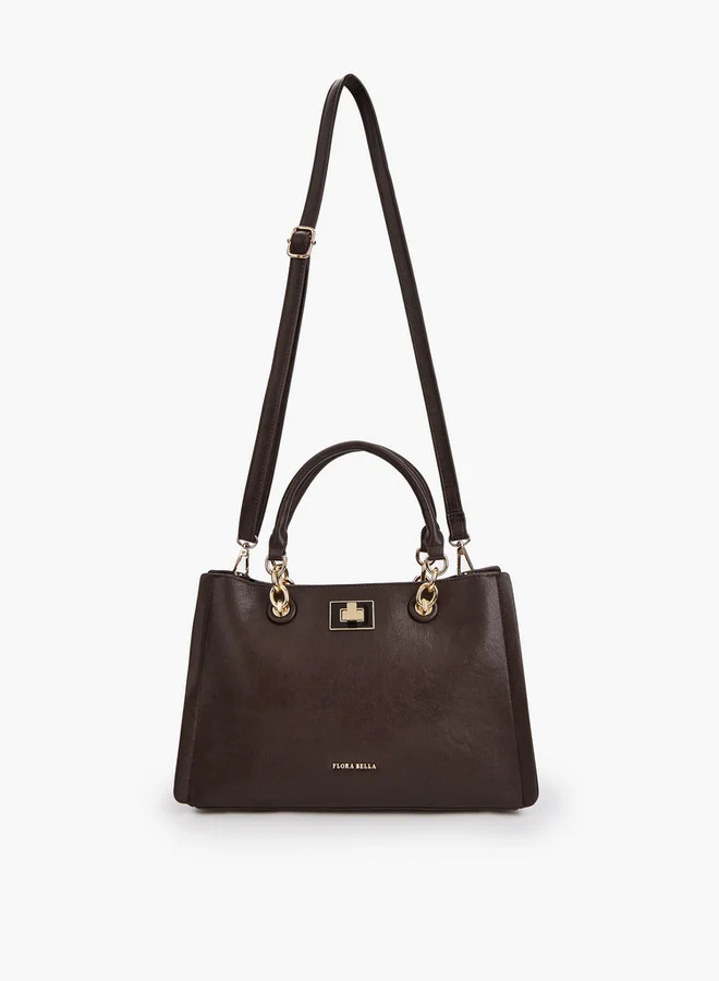Flora Bella By Shoexpress Solid Tote Bag with Detachable Strap and Zip Closure