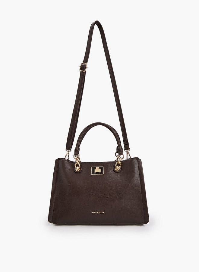 Flora Bella By Shoexpress Solid Tote Bag with Detachable Strap and Zip Closure  - Image 5