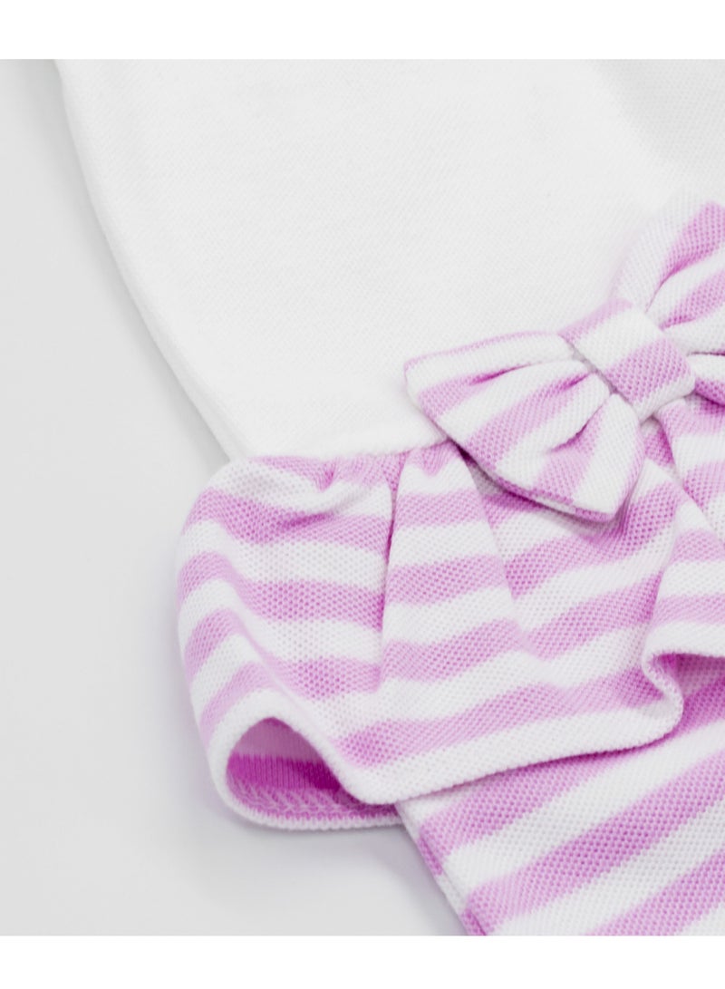 MOON 100% Cotton Footed Sleepsuit 3-6M Pink - Pink Stripes - Image 3