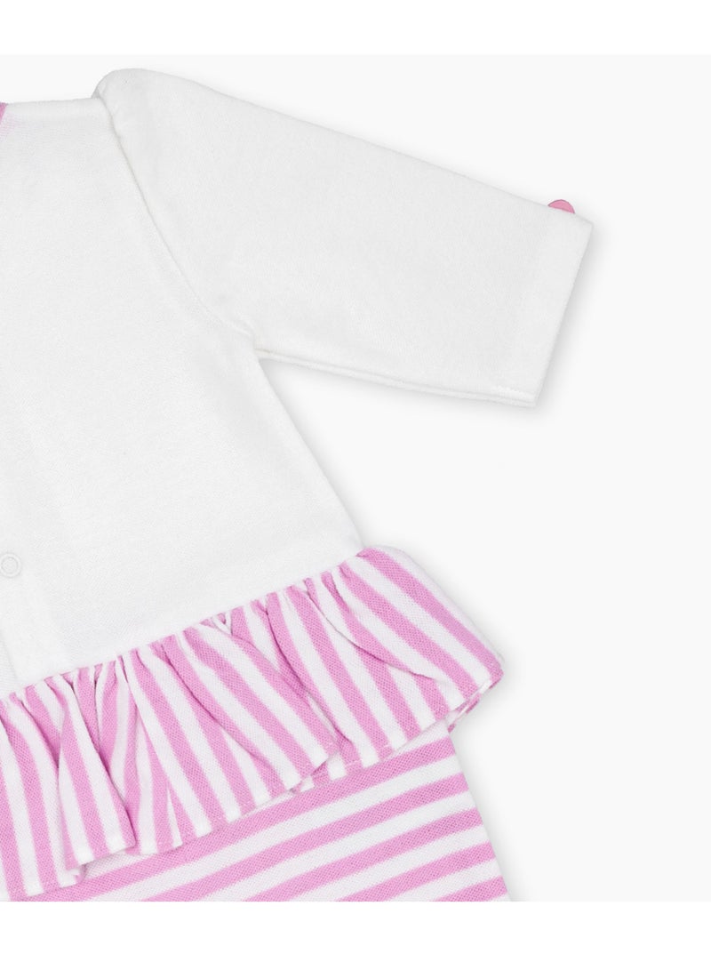 MOON 100% Cotton Footed Sleepsuit 3-6M Pink - Pink Stripes - Image 4