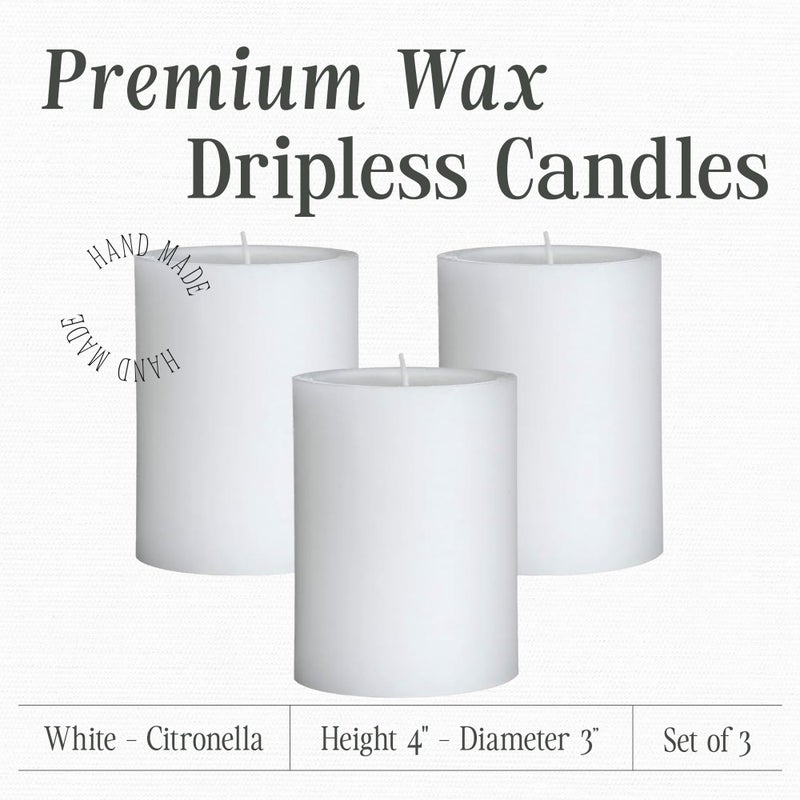 Mister Candle - 3 inch by 4 inch Tall Citronella Scented Pillar Candles (Set of 3) - Indoor & Outdoor Use - Image 2