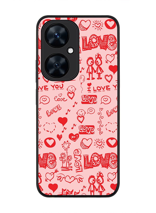 Stylizedd Rugged Black Edge case for Huawei nova 11i , Slim fit Soft Case Flexible Rubber Edges Anti Drop TPU Gel Thin Cover - Love Doodle - Image 1