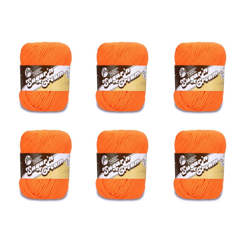 Lily Lily SugarN Cream Super Size Hot Orange Yarn  6 Pack of 113g4oz  Cotton  4 Medium Worsted  200 Yards  KnittingCrochet 