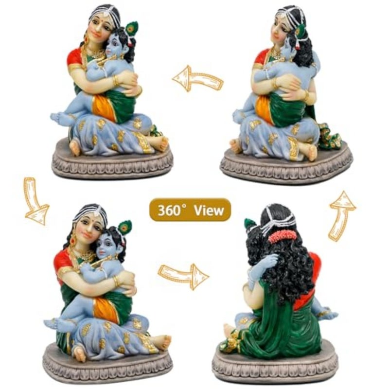 Maa Yashoda Krishna Murti Statue - 5.7" Hindu God Lord Krishna Idol Gift for Devotee of Indian Pooja Item Birthday Diwali Gifts for Friend Family Office Home Temple Mandir Puja Decor - Image 2