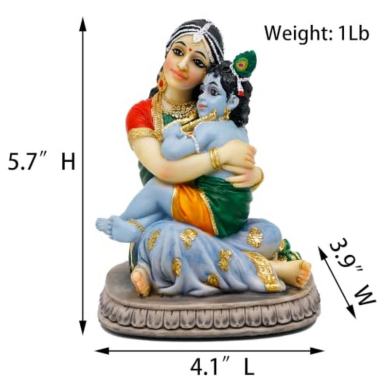 Maa Yashoda Krishna Murti Statue - 5.7" Hindu God Lord Krishna Idol Gift for Devotee of Indian Pooja Item Birthday Diwali Gifts for Friend Family Office Home Temple Mandir Puja Decor - Image 5