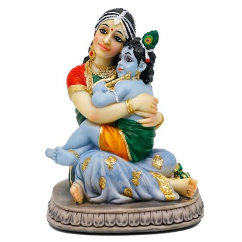 Maa Yashoda Krishna Murti Statue - 5.7" Hindu God Lord Krishna Idol Gift for Devotee of Indian Pooja Item Birthday Diwali Gifts for Friend Family Office Home Temple Mandir Puja Decor - Image 1
