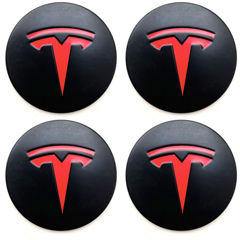 Tesheer Center Caps for Tesla Model 3 Model Y Hubcaps Rims Protector Hub Cap Replacement Fits Tesla Accessories Red