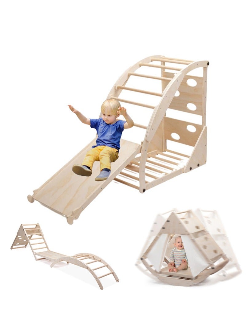 MaBaby 8 in 1 Large Children Entertainment Climbing Toys Triangle Set with Slide Arch Climbing Rocker Montessori Children Climbing Toys Children Indoor Playground Jungle Gym Training - Image 1