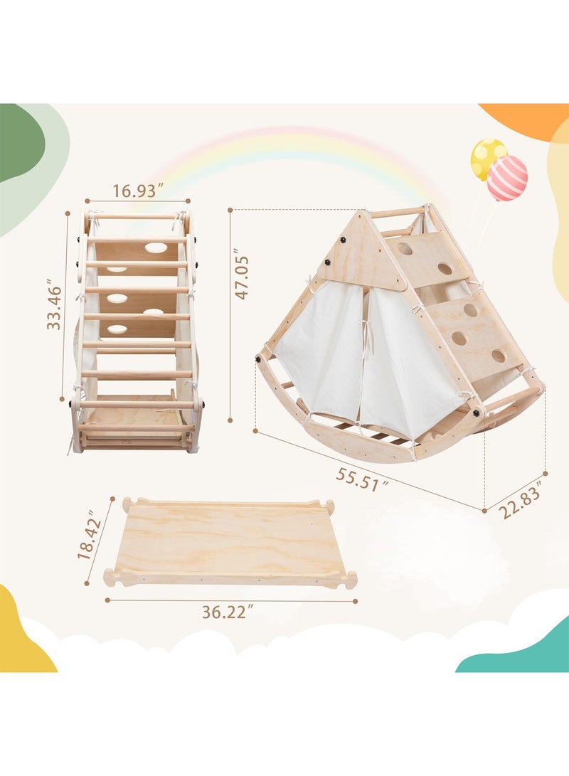 MaBaby 8 in 1 Large Children Entertainment Climbing Toys Triangle Set with Slide Arch Climbing Rocker Montessori Children Climbing Toys Children Indoor Playground Jungle Gym Training - Image 2