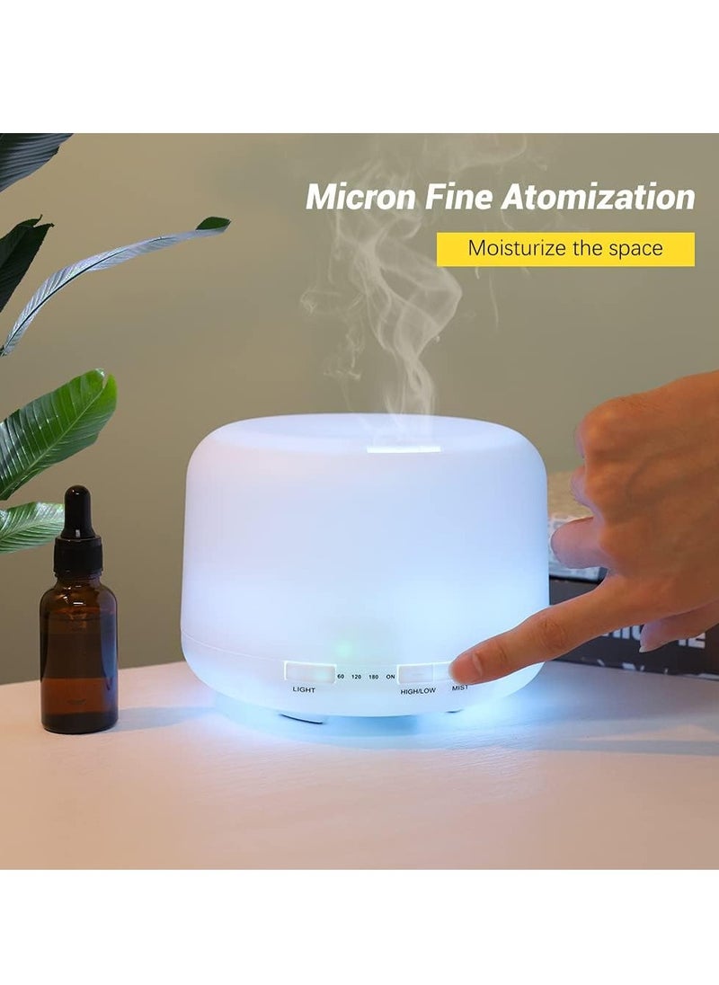 Essential Oil Diffuser - Humidifier Aromatherapy Aroma Diffuser, Timer and Auto-Off Safety Switch, 7 LED Light Colors,Fragrant Oil Vaporizer Humidifier,500ml Circular Ultrasonic Silent Air Purifier