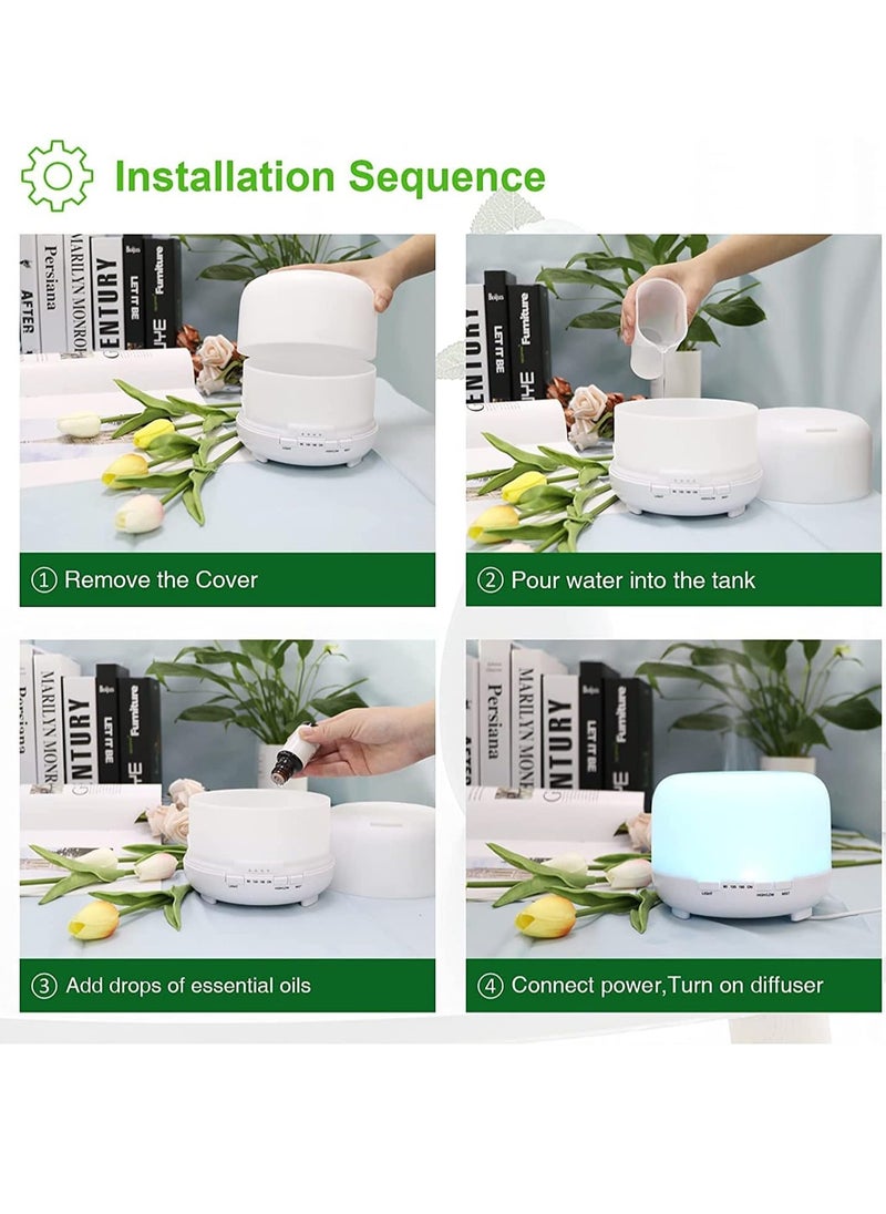 Essential Oil Diffuser - Humidifier Aromatherapy Aroma Diffuser, Timer and Auto-Off Safety Switch, 7 LED Light Colors,Fragrant Oil Vaporizer Humidifier,500ml Circular Ultrasonic Silent Air Purifier