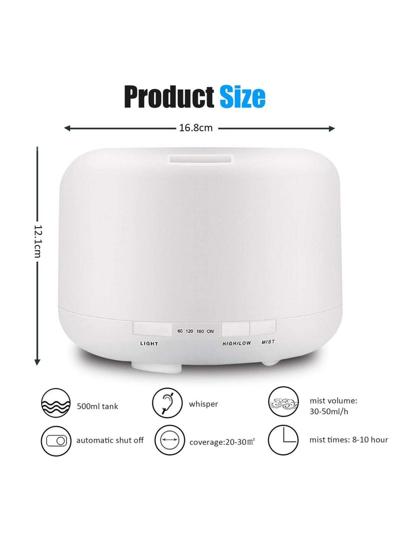 Essential Oil Diffuser - Humidifier Aromatherapy Aroma Diffuser, Timer and Auto-Off Safety Switch, 7 LED Light Colors,Fragrant Oil Vaporizer Humidifier,500ml Circular Ultrasonic Silent Air Purifier