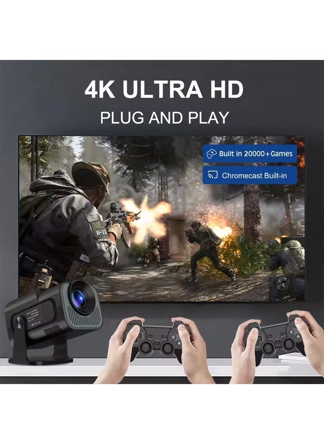 ProPremier HY320 PRO MAX Smart Mini Projector With 2 Game Consoles and Built in 10000 Games, Auto Keystone Correction, 4K 1080P Support Portable Projector, 150 ANSI 2.4/5G WiFi, Android 12.0, 130 Inch Screen Outdoor Home Video Projector  - Image 2