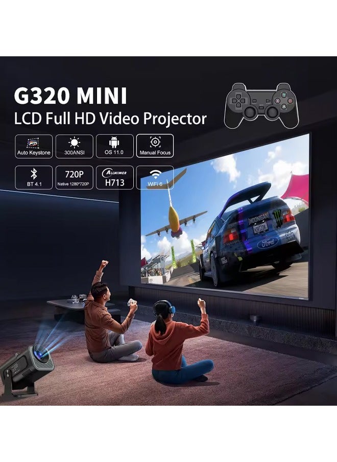 ProPremier HY320 PRO MAX Smart Mini Projector With 2 Game Consoles and Built in 10000 Games, Auto Keystone Correction, 4K 1080P Support Portable Projector, 150 ANSI 2.4/5G WiFi, Android 12.0, 130 Inch Screen Outdoor Home Video Projector  - Image 3