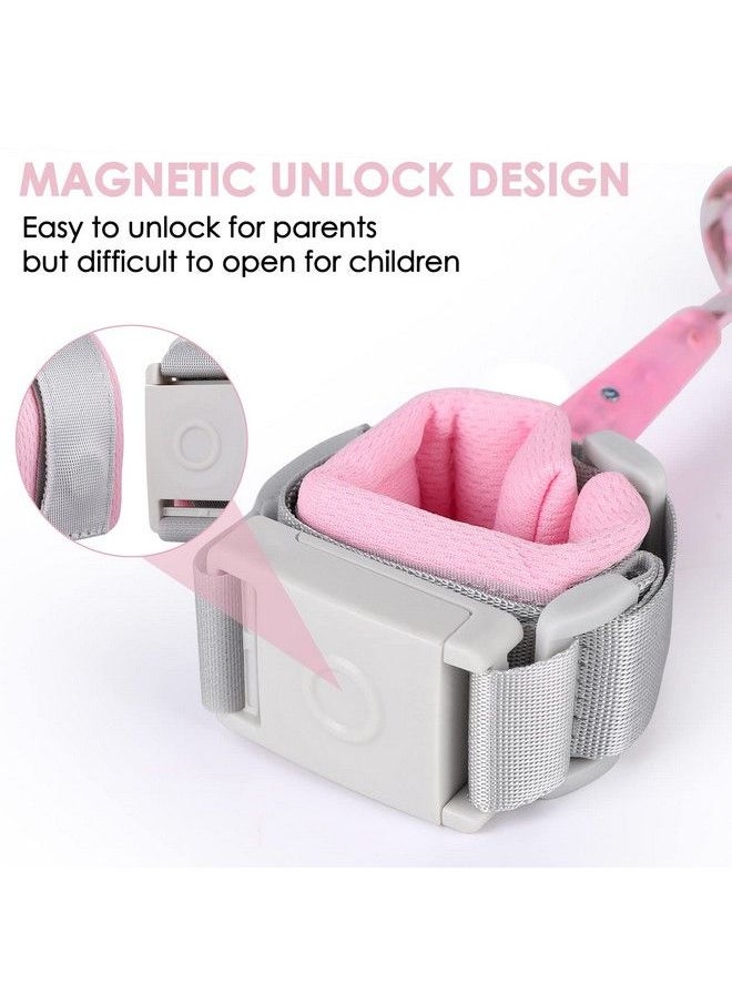 BETERTEK Baby Leash With Magnetic Unlock Design (6.56Ft) Pink Child Anti Lost Wrist Link Safety Toddler Wrist Leash With Reflective Strap Kid Leashes Harness  - Image 3