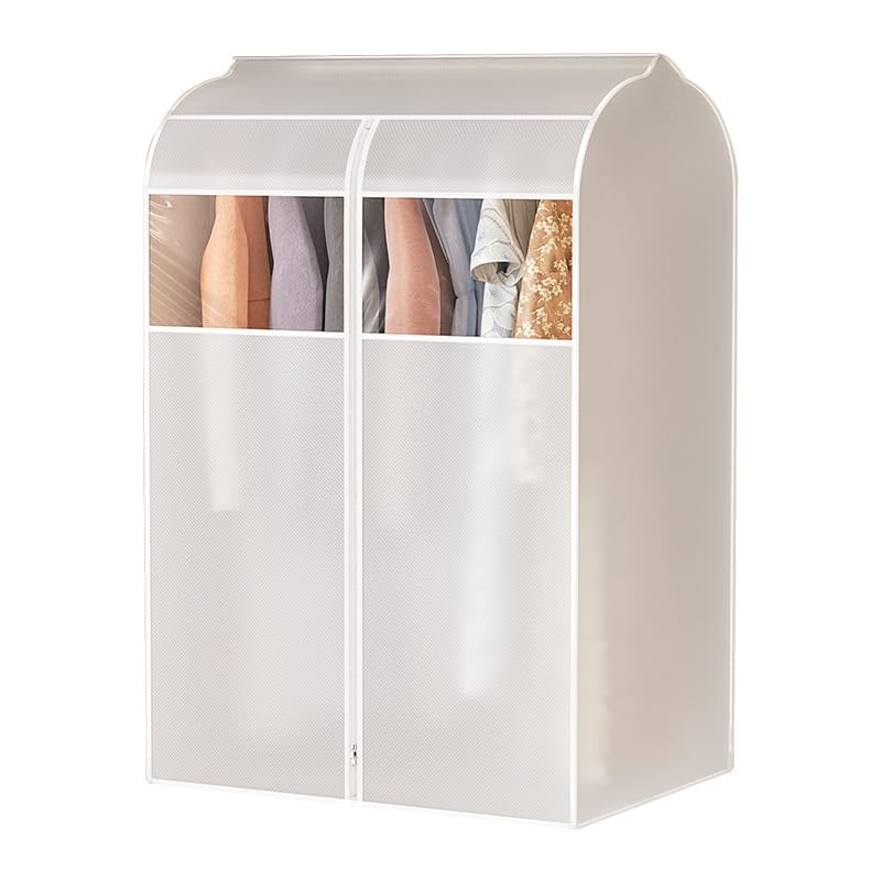 UNIQUE CART Garment Bag for Clothes – Extra Large White Storage Cover for Long-Term Storage, Dust-Proof Jacket & Clothing Protector, Breathable Fabric Wardrobe Organizer- - Image 1