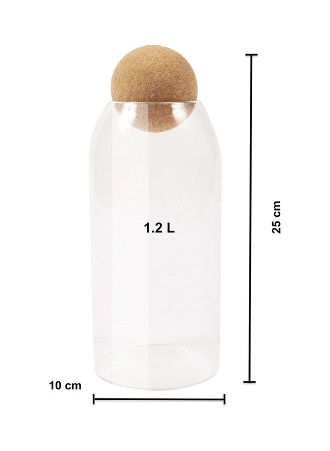 إسكدنيا برطمان تخزين من الزجاج بغطاء كرة الفلين شفاف/بني 1200ملليلتر - Image 3