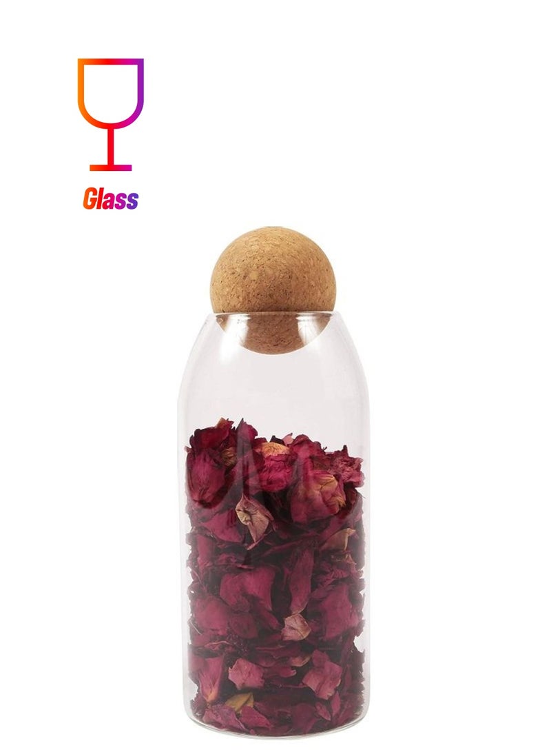 إسكدنيا برطمان تخزين من الزجاج بغطاء كرة الفلين شفاف/بني 1200ملليلتر - Image 1