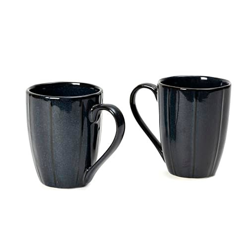 Beyond Homes Handcrafted Ceramic Coffee Mug Set Microwave & Dishwasher Safe Cup Set of 2 for Tea with Handle Glossy Finish, 330ml (2, Royal Blue) - Image 1