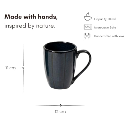 Beyond Homes Handcrafted Ceramic Coffee Mug Set Microwave & Dishwasher Safe Cup Set of 2 for Tea with Handle Glossy Finish, 330ml (2, Royal Blue) - Image 3