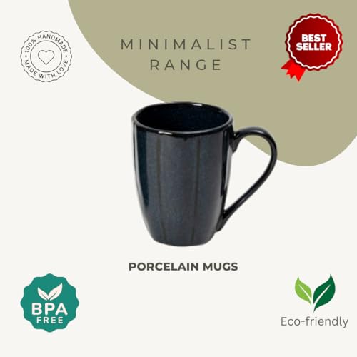 Beyond Homes Handcrafted Ceramic Coffee Mug Set Microwave & Dishwasher Safe Cup Set of 2 for Tea with Handle Glossy Finish, 330ml (2, Royal Blue) - Image 4