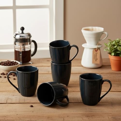 Beyond Homes Handcrafted Ceramic Coffee Mug Set Microwave & Dishwasher Safe Cup Set of 2 for Tea with Handle Glossy Finish, 330ml (2, Royal Blue) - Image 2